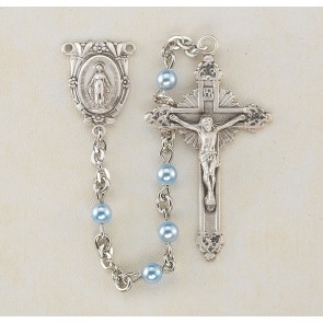 Blue Finest Austrian Crystal Pearl Rosary 