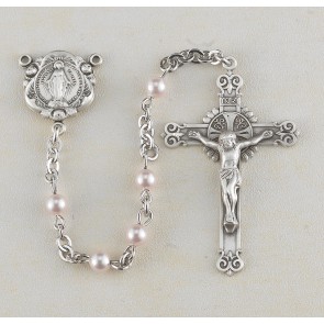 Pink Finest Austrian Crystal Pearl Rosary