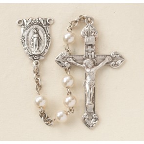 Imitation Pearl Double Capped Rosary