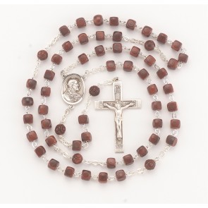 Maroon Square Genuine Cocoa Bead Rosary 