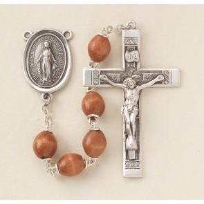 Brown Oval Boxwood Rosary 
