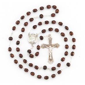 Maroon Oval Boxwood Rosary