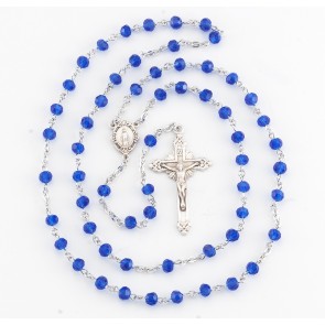 Tin Cut Crystal Caribbean Blue Rosary