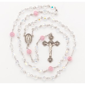 Finest Czech Crystal (AB) and Murano Glass Rosary 