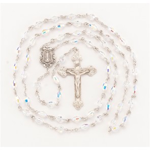 7.5mm Finest (AB) Rosary w/Sterling Silver Ctr & Cfx-(54/186)-Bxd