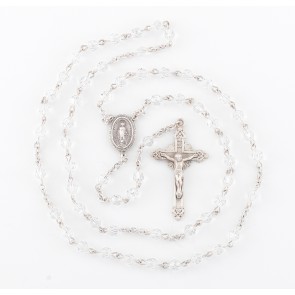 5mm Clear Finest Crystal Rosary ww/Sterling Silver Ctr & Cfx-(71/195)-Bxd