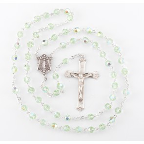 6mm Finest Chrysolite Rosary w/Sterling Silver Ctr & Cfx-(73/145)-Bxd..