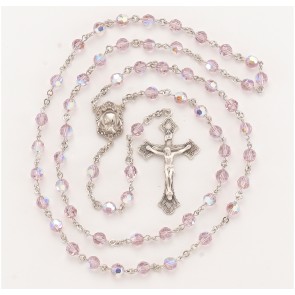Light Amethyst Round Finest Austrian Crystal Rosary 