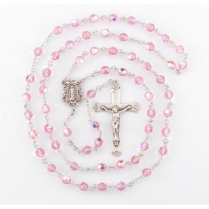 Light Rose Finest Austrian Crystal Rosary 