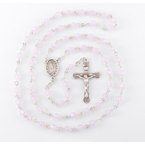 6mm Finest Rose Opal Rosary w/Sterling Silver Ctr & Cfx-(01/153)-Bxd
