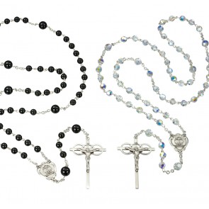 Crystal and Onyx Wedding Rosary Set 