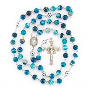 Striped Blue Agate Rosary
