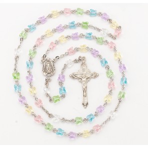 6mm Finest Multi Colored Crystal All Sterling Silver Butterfly Rosary W/ Sterling Silver Cfx & Ctr-(05/195)-Bxd