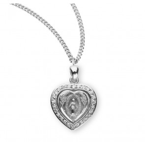 Sterling Silver Crystal Cubic Zirconia Miraculous Medal