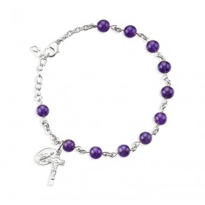 6mm Genuine Amethyst Sterling Rosary Bracelet Bxd