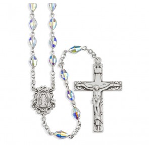 Aurora Oval Finest Austrian Crystal Sterling Silver Rosary