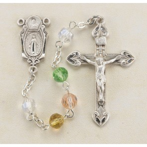 Tin Cut Multi Color Crystal Rosary