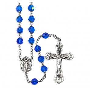 Tin Cut Czech Bermuda Blue Crystal Rosary