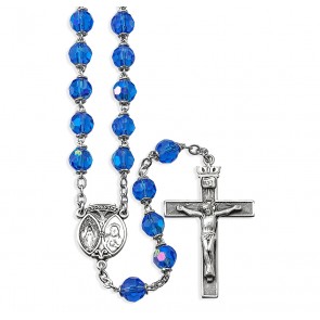 Tin Cut Czech Light Sapphire Crystal Rosary