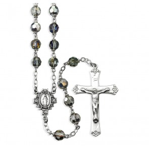 Tin Cut Czech Vitriol Crystal Rosary 